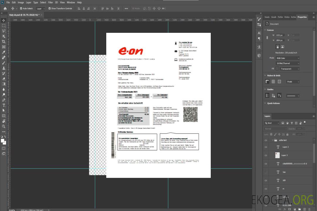 Allemagne E.ON Energie facture commerciale du service public d'électricité SCR template Allemagne E.ON Energie facture commerciale du service public d'électricité SCR template